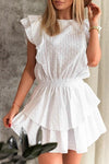 formal Weißes kurzes Kleid mit Volants Frauen