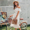 Sonne Weißes besticktes Landhauskleid Vintage