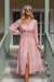 billig Elegantes rosa böhmisches Kleid Sonne