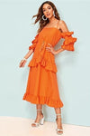 Böhmisches langes Kleid Orange Charmant