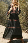 Böhmisches langes Kleid aus schwarzer Spitze Boho-Chic