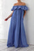 Böhmisches langes Kleid mit blauen Volants Elegant