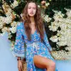 Blaues Hippie-it-Kleid für ein Boho-Leben