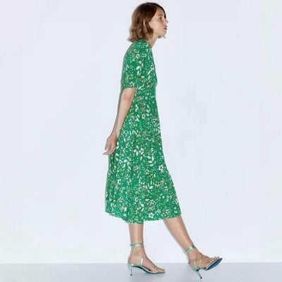 Bohemianisches schickes grünes langes Kleid 2020