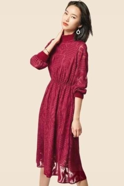 Bohemianisches schickes rotes Kleid kleiner Preis