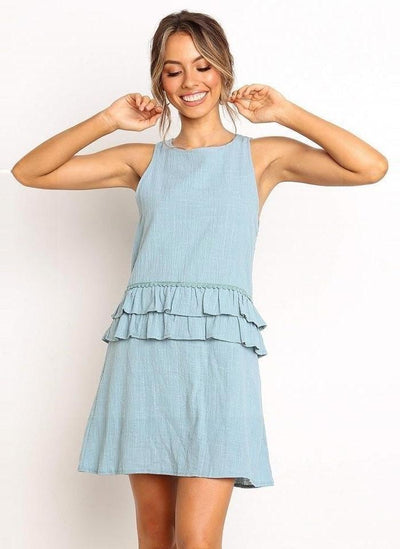 Hippie-Blaues kurzes Kleid Stil