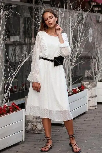 Hippie-Langes Kleid Bohemianisches Weiß 2019