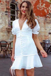 Kurzes weißes Kleid mit Spitze Elegant