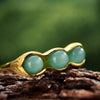 Lotus Fun Real 925 Sterling Silber 18K Gold Ring Handgefertigter Feinschmuck Naturstein Kreativ Erbsenschoten Design Ringe für Frauen Hippie