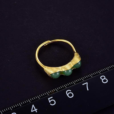 Lotus Fun Real 925 Sterling Silber 18K Gold Ring Handgefertigter Feinschmuck Naturstein Kreativ Erbsenschoten Design Ringe für Frauen kleiner Preis