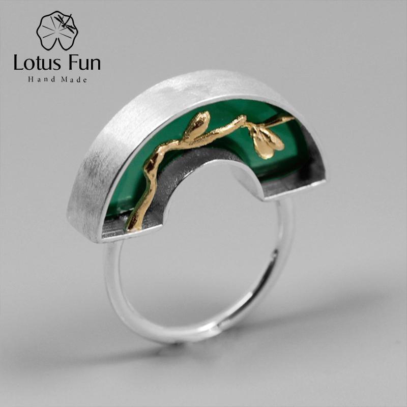 Lotus Fun Real 925 Sterling Silber 925 handgefertigter feiner Schmuck Klassiker orientalisches Element Bogenbrückendesign-Ring für Frauen Reizend