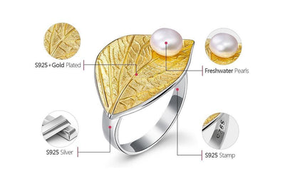 Lotus Fun Real 925 Sterling Silber Natural Pearl Handgemachter Designer Feinschmuck kreativ offen kreativer Blattring Ringe für Damenschmuck billig