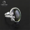 Lotus fun women's fine jewelry, 925 Sterling Silber Vintage Ringe Handgefertigter Natur-Labradorit-Stein Reizend