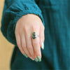 Lotus fun women's fine jewelry, 925 Sterling Silber Vintage Ringe Handgefertigter Natur-Labradorit-Stein boho