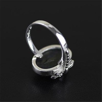 Lotus fun women's fine jewelry, 925 Sterling Silber Vintage Ringe Handgefertigter Natur-Labradorit-Stein kompliziert gewebt