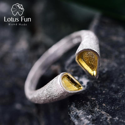Ring aus 925 Sterling Silber Echt Lotus Lustig, natürliches kreatives Design, Hochwertiger Schmuck, Liebesherzringe für Frauen, Schmuck kleiner Preis