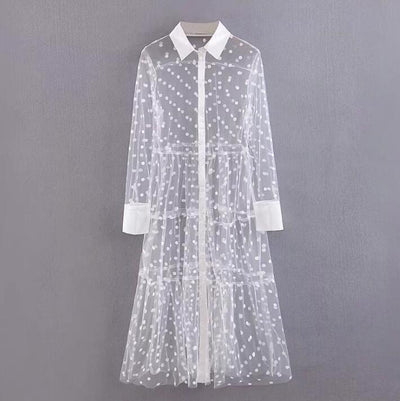 Transparentes langes Kleid Weißer Bohème Boho-Chic