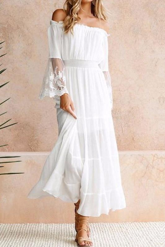 Weißes Kleid Long Bohemian chic