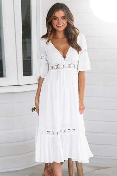 Weißes Kleid im Hippie-Chic-Stil beste