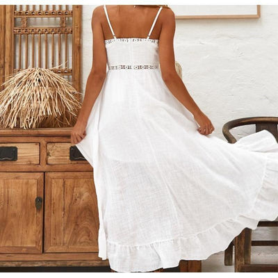 Weißes langes Kleid Asymmetrisches böhmisches chic