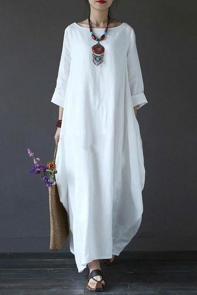 Weißes langes Kleid De Bohémienne Chic Wunderschön