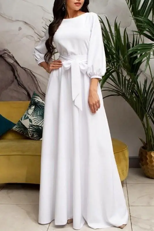 Weißes langes Kleid im böhmischen Stil Stern