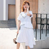 Weißes langes Kleid mit Rüschen im böhmischen Stil Stil